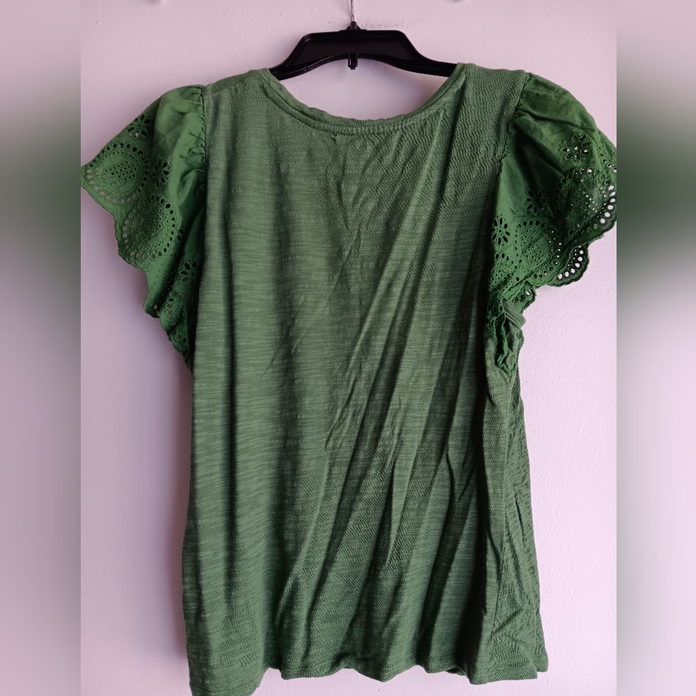 💛Jessica Simpson Green Ruffle Sleeve Top - Picture 5 of 5
